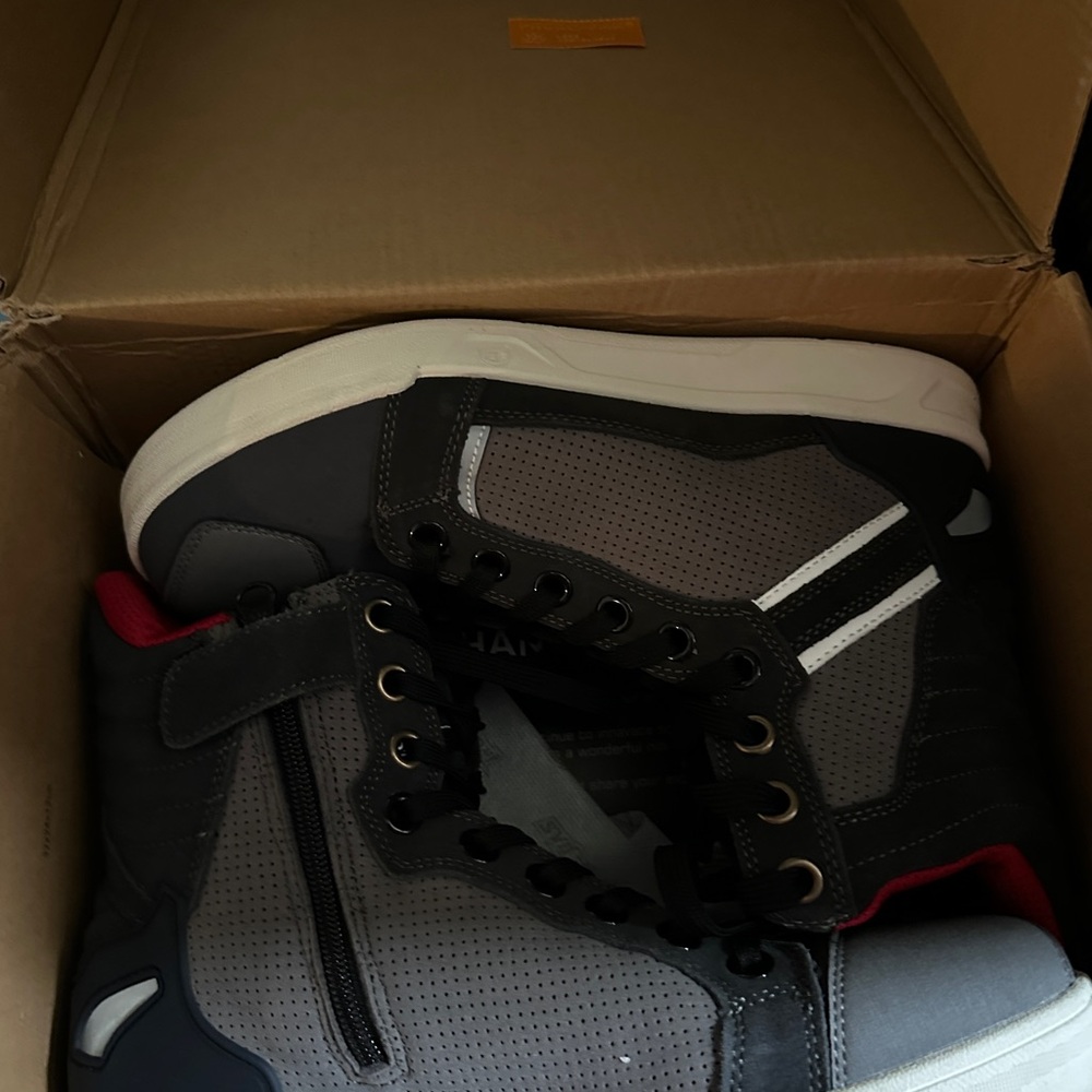 Borleni Iron Jias Men’s 8.5 Motorcycle Boots, Shoes, Sneakers, Gray, Waterproof